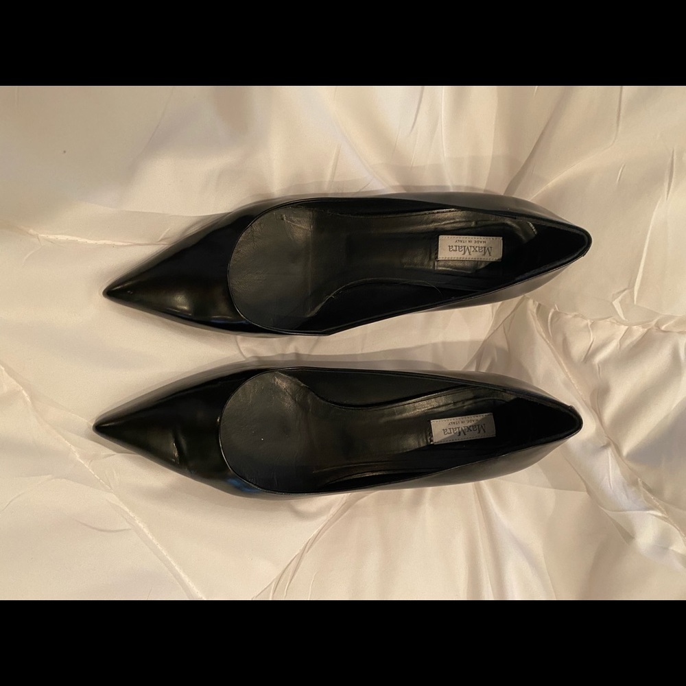 Black Leather MaxMara Block Heels